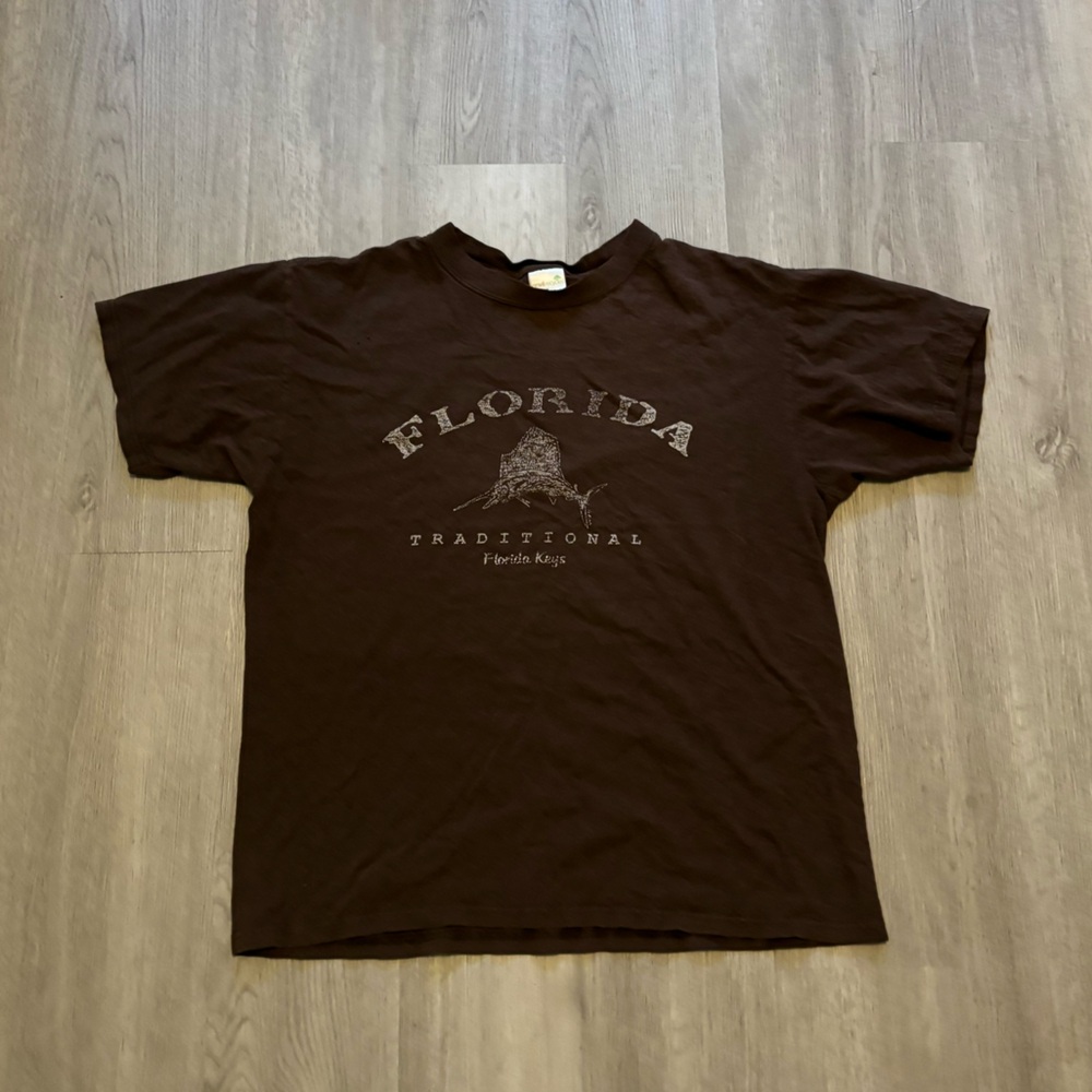 Brown Vintage Distressed Florida Tee size L